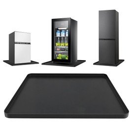 Mini Fridge Mat, 19.7x19.7x0.6 Inch Non-Slip Thick Under Refrigerator Silicone Mat, Leak-Proof Washer Drip Tray for Carpet Floor Protection, Black