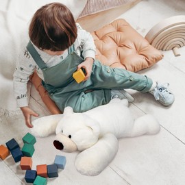 Niuniu Daddy Polar Bear Stuffed Animal, 20in 3.57lb Large White Bear Plush Toy Pillow with Fluffy Fur for Kid Adult Plushie Animal for Christmas