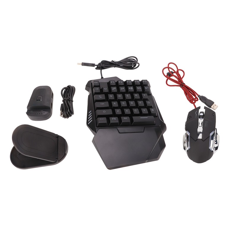 One Handed Gaming Keyboard Mouse Converter Wired 35 Keys Backlit