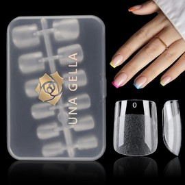 UNA GELLA Square Nail Tips Full Cover - Pre-buff Matte Gel x Tips Square Extra Short Strong&Lasting Square Tips for Acrylic Nails Clear Gelly Tips Home DIY Salon 12 Sizes for Women