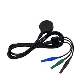 MAINS TEST LEAD CORD - SUITABLE FOR KEWTECH KT63/KT63DL/KT63+, KT64/KT64DL, KT65/KT65DL & KT66DL MULTIFUNCTION TESTER - 13A PLUG TO BROWN, BLUE & GREEN 4mm PLUGS