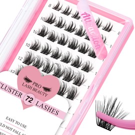 Lash Clusters, PRO,72 Pcs Individual Cluster Lashes 3D Effect DIY Lash Extension 8-16mm Eyelash Clusters Volume Wispy Lashes Super Thin Band Reusable Soft & Comfortable(Attraction-3D Fluffy,C-8-16mix)