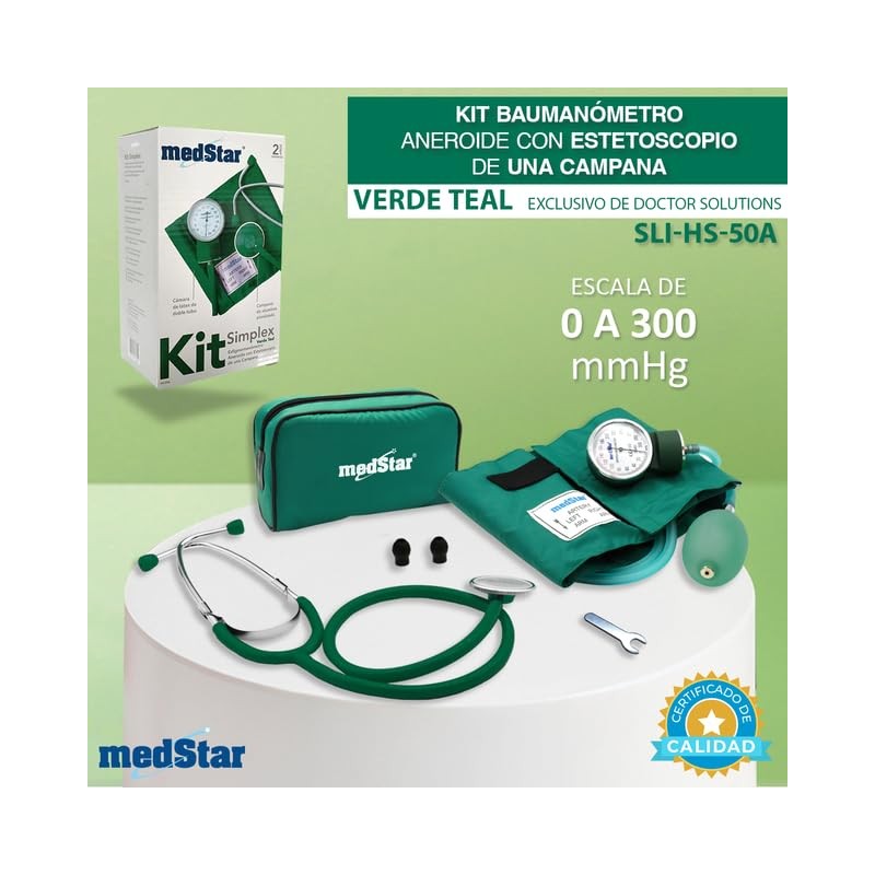 Baumanometro Aneroide Medstar Kit con Estetoscopio de una Campana FULL