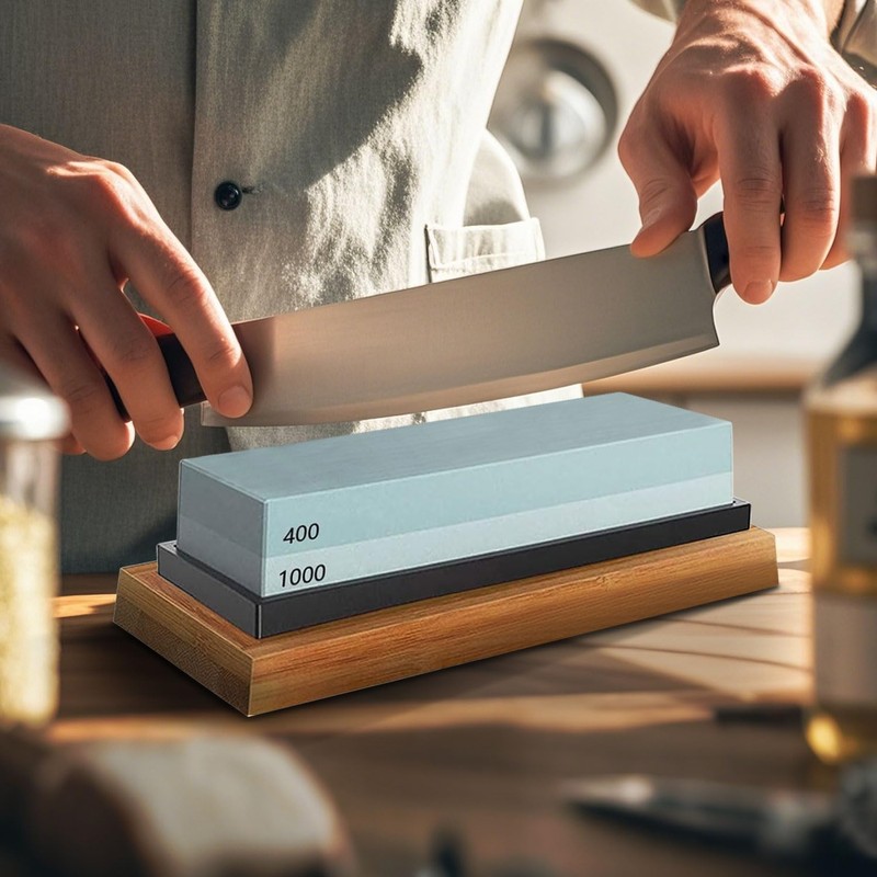 Knife Sharpening Stone Set, 4 Side KitGrit 400/1000/3000/8000 Waterstone, Whetstone