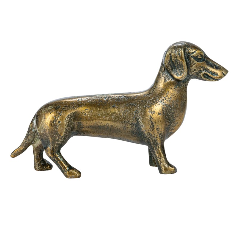 Creative Co-Op Antique Cast Aluminum Dachshund Accent Decor, Brass
