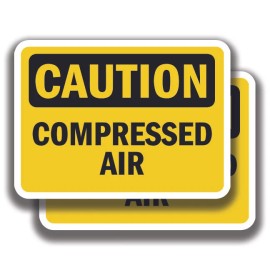The Decal And Sticker Mafia CAUTION COMPRESSED AIR DECAL Stickers Sign Bogo For Truck Window Office - 4"W x 3"H