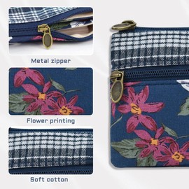 Energather Small Cotton Coin Purse, Coin Purses for Women and Girls, Small Mini Wallet with Zip, Coin Box for Change, Card, Receipt, Coins, black, S, Casual