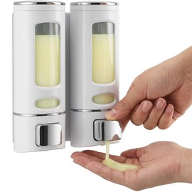 2 Dispensadores De Jabon, Dispensador De Jabon Baño para Ducha Y Lavabo, Dispensador De Shampoo para Gel Y Líquidos, Material Plástico Resistente, Ide