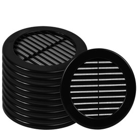 HVAC OV 10pack ø4" Inch Black Plastic Round Soffit Vent - Air Vent Louver - Grille Cover - Built-in Fly Screen Mesh - HVAC Ventilation - Fresh Air Exchange in Your Household