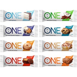 ONE Protein Bars, Sampler Variety Pack, Gluten Free with 20g Protein and 1g Sugar, Pantry Staples, 2.12 oz (8 Count)