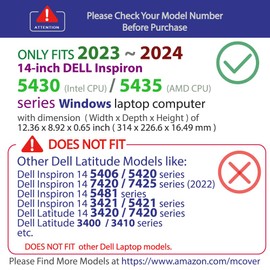 mCover Case ONLY Compatible with 2023～2024 14" Dell Inspiron 5430/5435 Clamshell Traditional Windows Notebook PC (NOT Fitting Any Other Dell Models) - Clear