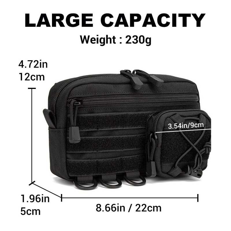Tactical Pouch, Molle EDC Pouch Bag with Adjustable Waist Strap,