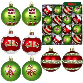 Fanfantoey Latest Christmas Ornaments 2025, 16Pcs Christmas Balls Ornaments for Tree, Green Red Shatterproof Hanging Christmas Tree Decorations for Holiday Party Decor