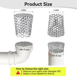 PVC Termination Cap Stainless Steel Mesh Screen Vent Cover, for 1.64" to 1.98" Inner Diameter Furnace and Roof Vent Pipe, Conical Exhaust Pipe Cover End Porous is More Conducive to Drainage