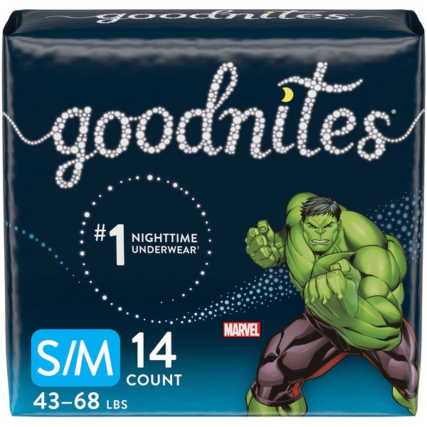 Goodnites Nighttime Bedwetting Underwear, Boys' S/M (43-68 lb.), 14 Ct