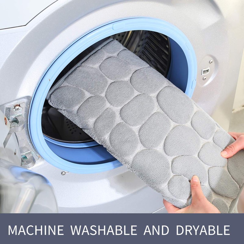 YIHOUSE Memory Foam Bath Mat Cobblestone Bathroom Rugs Super Water