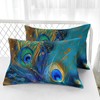AILONEN Peacock Feather Bedding Set King Size 4Pcs,Golden Blue Feather