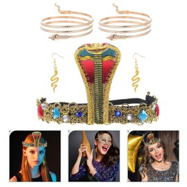 minkissy 1 Juego Pulsera Con Diadema De Serpiente Pulseras Superiores De Serpiente Para Mujer Makima Cosplay Diadema Elástica De Serpiente Egipcio Poliéster Metálico Novia Serpentina Patra