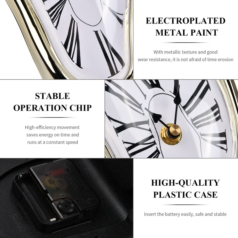 Tinsellns Melting Clock, Surrealistic Salvador Dali Inspired Table Shelf Desk
