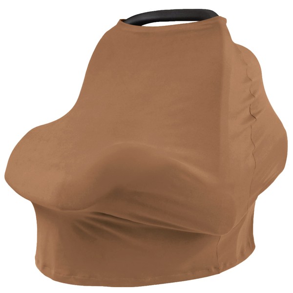 Baby Car Seat Covers- Multi-use Carseat Canopy for Babies, Stretchy Infant Carseat Cover Boy, Shower Gifts for Unisex Boys and Girls（Camel）