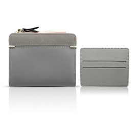 1pc Multifunctional Leather Wallet with 1pc Dual Card Slot Card Holder, Women's Mini Purse, Simple Short Wallet, Can Hold Business Cards, Cash, Bills (Gray)
