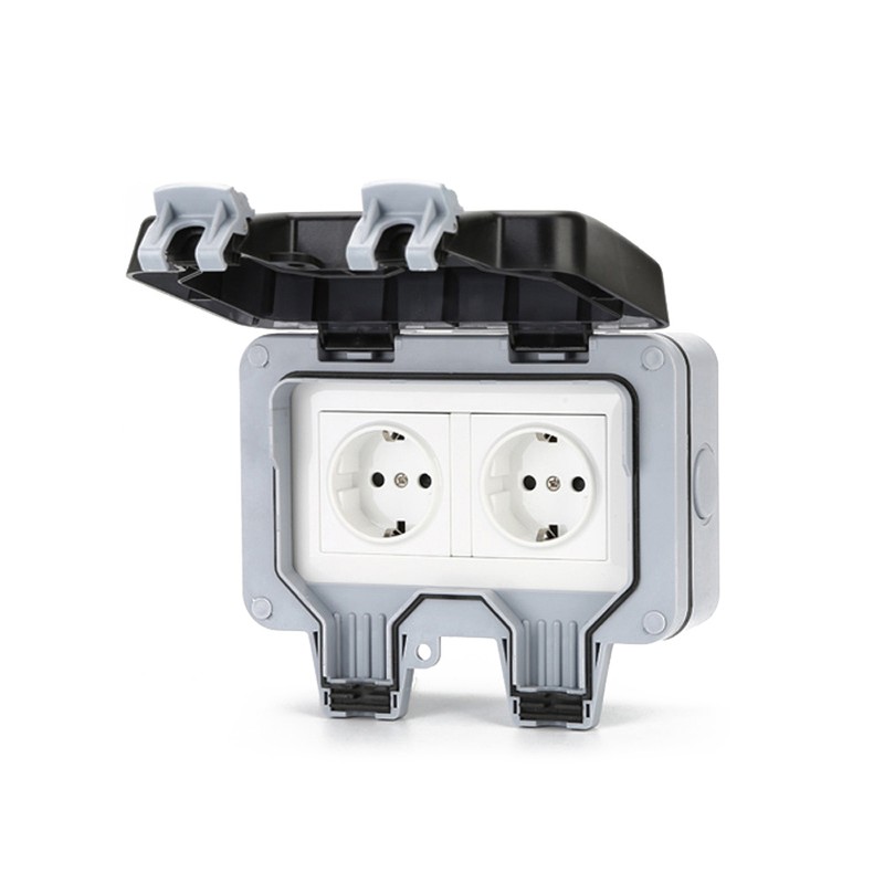 IP66 Weatherproof Waterproof Outdoor Wall Power Socket 16A Double Electrical