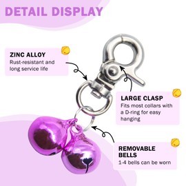 SCENEREAL Bells for Dog Collars - 2 Pack Pet Hanging Ring Bell Accessories for Dog & Cat, Pet Pendant Collar Charm with Heavy Duty Snap Clips, Sliver Bells for Tracking and Training Christmas Gift