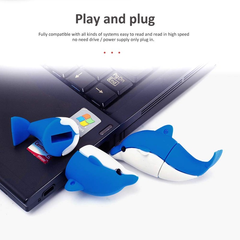 LEIZHAN Cute USB Flash Drive 16GB Dolphin Thumb Drive for