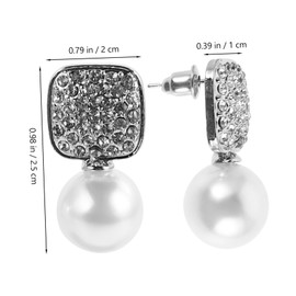 TOVINANNA Elegant Bow Pearl Earrings with Rhinestone Detail Highluster Studs for Women for Bridal Parties and Special Occasions