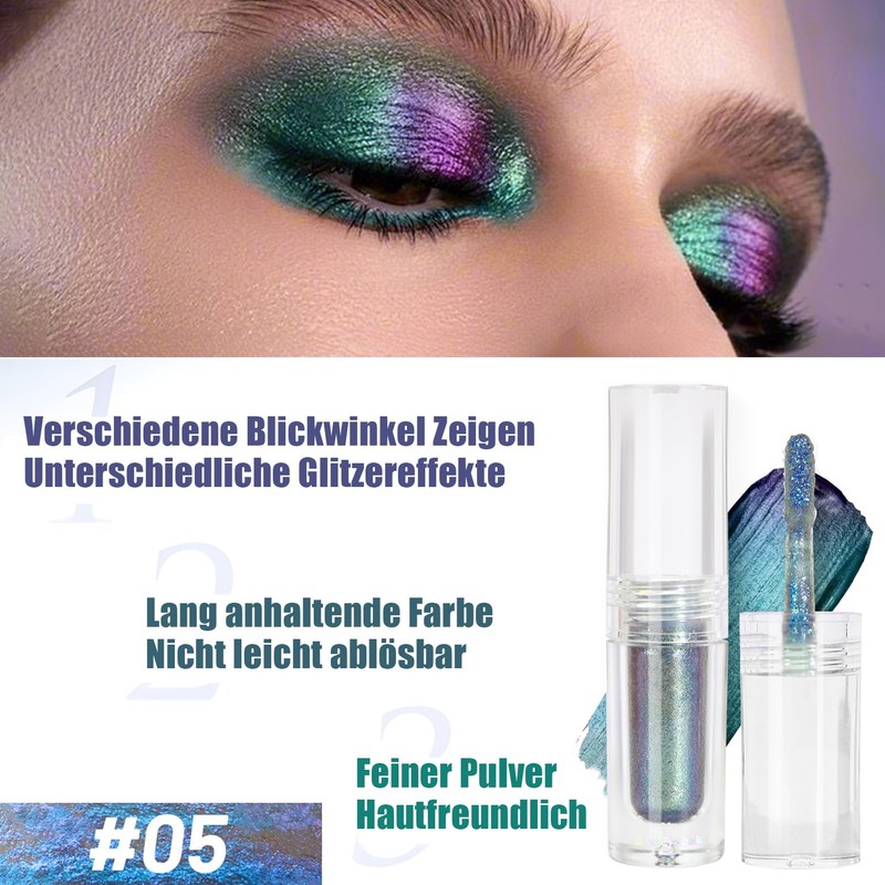 Liquid Chameleon Eyeshadow, Metallic Changing Liquid Eyeshadow, Long-Lasting & Waterproof