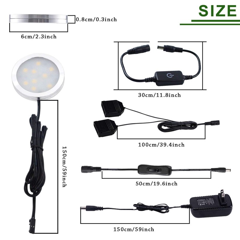 AIBOO Under Cabinet LED Puck Lights Kit with Touching Switch