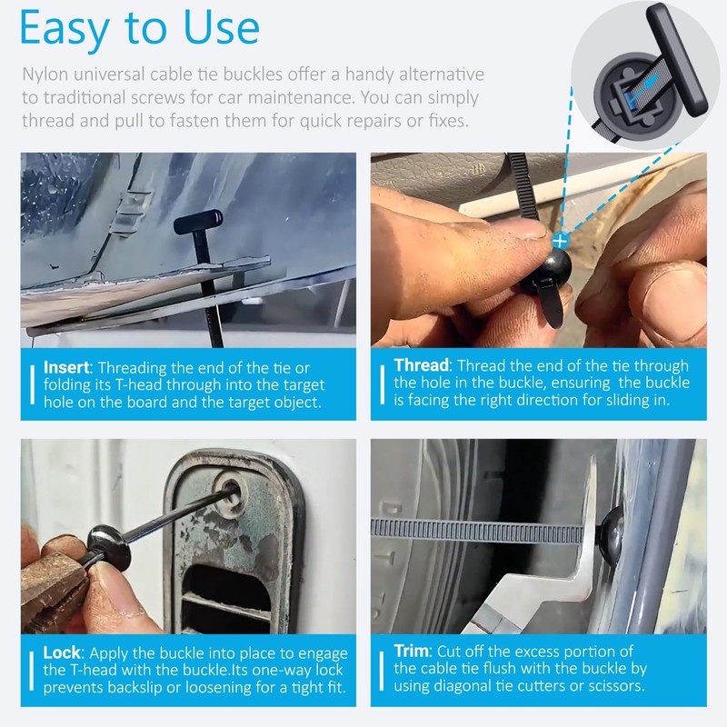 2026 Upgraded Nylon Universal Cable Tie Buckle, Heavy Duty Self-Locking