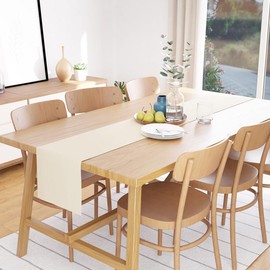Encasa Homes table runner for 8 seater table, natural, large 40 x 230 cm, 100% cotton plain dyed decoration towel for party, banquet, restaurant, machine washable