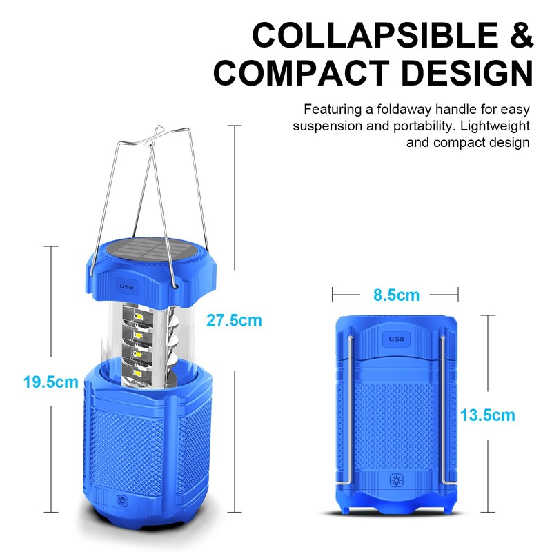 Camping Lantern 5000mAh Solar Hand Crank Telescopic LED Flashlight Portable