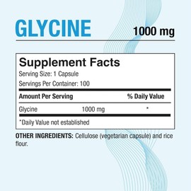 Puregen Glycine | 1000 mg 100 Veg Capsules | Pack of 3 | Exp. 07/27
