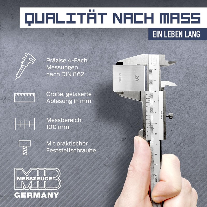 MIB Small Vernier Caliper with Locking Screw DIN 862 100