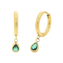 Amor 2034293 Women's Creole Earrings Stainless Steel with Synthetic Zirconia 2.7 cm Gold Comes in Jewellery Gift Box, Stainless Steel, Cubic Zirconia