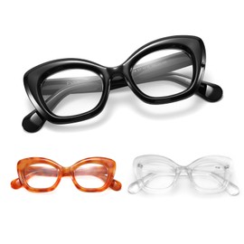 eyeezi 3 Pack Cat Eye Reading Glasses for Women Blue Light Blocking UV400 Eyeglasses Anti Eyestrain Computer Readers 3.5 (3 Pack Mix Color)