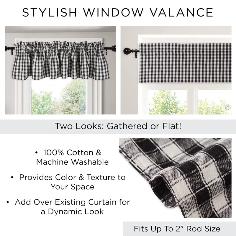 DII Window Valance Collection, 100% Cotton, Pre-Shrunk, Machine Washable, 2
