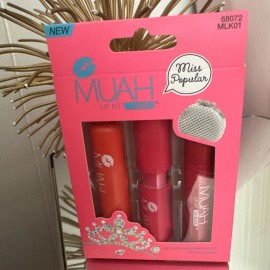 Muah 3 NEW Muah Lip Kit - Miss Popular - Lip Stain Moisture Lip Stick Tinted Lip Balm