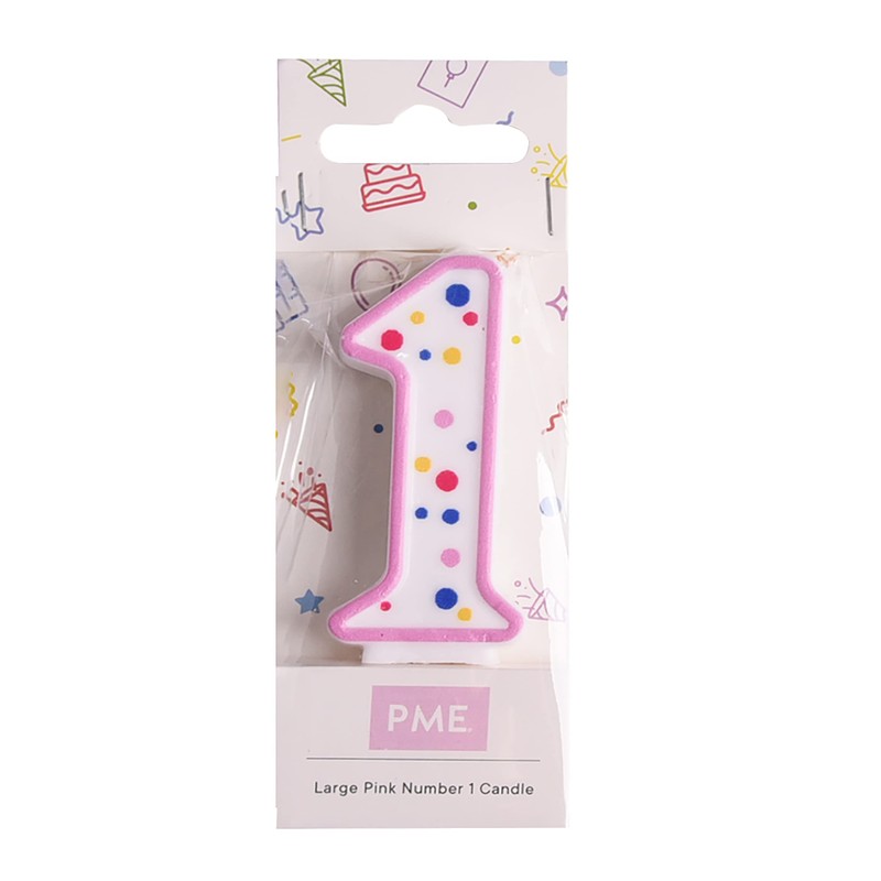 PME Pink Number 1 Candle, Large Size
