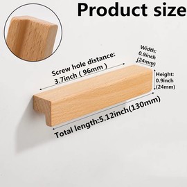 SYZOW 6 Pack Wooden Kitchen Cupboard Handles, Cabinet Hardware Drawer Pulls, Kitchen Cabinet Door Handles Pull,Wooden Drawer Wardrobe Handles 96mm