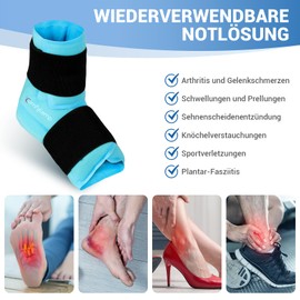 Comfytemp Vollständig umhüllen Kühlmanschette Fuß, Umfassende Kühlung Knöchel Fußgelenk für Wasserloses Eisbad nach dem Sport. Wiederverwendbare Groß Kühlpads Gel Größe für alle passt（S bis zu XXL）