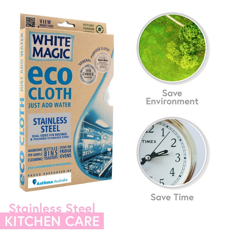 White Magic Microfibre Eco Cloth Stainless Steel Cleaning and Polishing