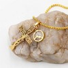 JunyiDIY Jewelry Gold Faith Necklace - Cross Tree of Life