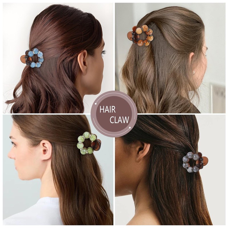MOTIBACK 6 Pack Small Hair Claw Clips for Women, Acrylic