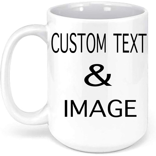 Customized 15oz Ceramic Coffee Mugs with Personalized Text and Photo