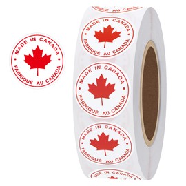 HYBSK 1000 Pcs Made in Canada Stickers Fabrique Au Canadas Labels 1 inch Package Sticker