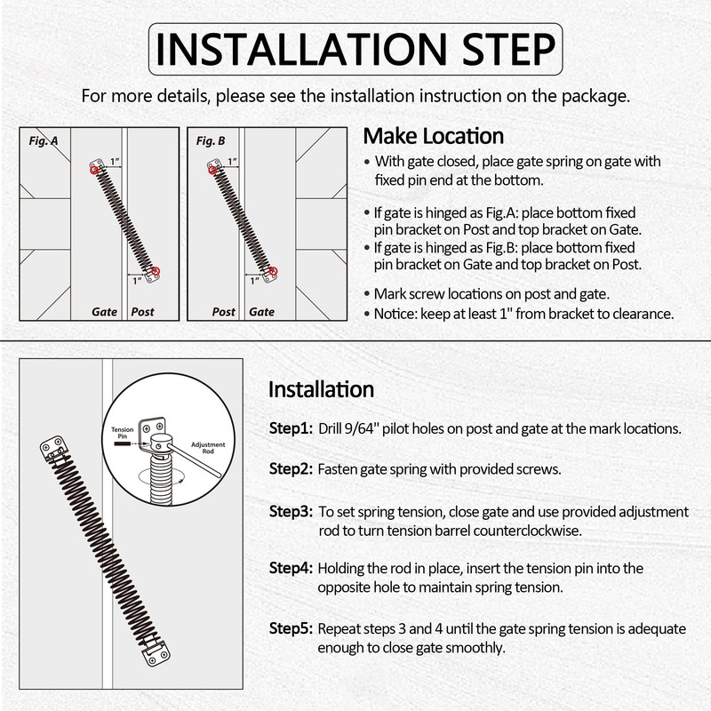 TIBEGOLD 11-1/2" Gate Spring Self Closing, Heavy Duty Black Door