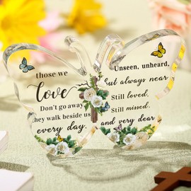 Bucherry Sympathy Gifts Memorial Bereavement Gifts Acrylic Butterfly Loss of a Mother Sympathy Gifts Remembrance in Memory of Loved Gifts Loss of Father Husband Condolences Gift for Loss(Flower)